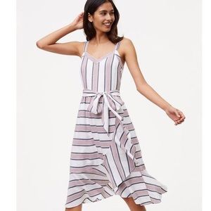 Loft Casual Ruffle Dress with Tie Waist